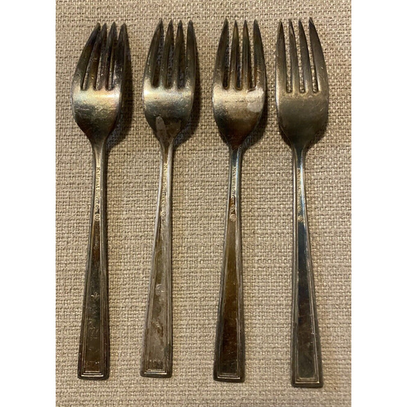 Vtg National Silver Co Silverware King Edward Cavalcade 22 Pc Set Need Polishing - Picture 3 of 16